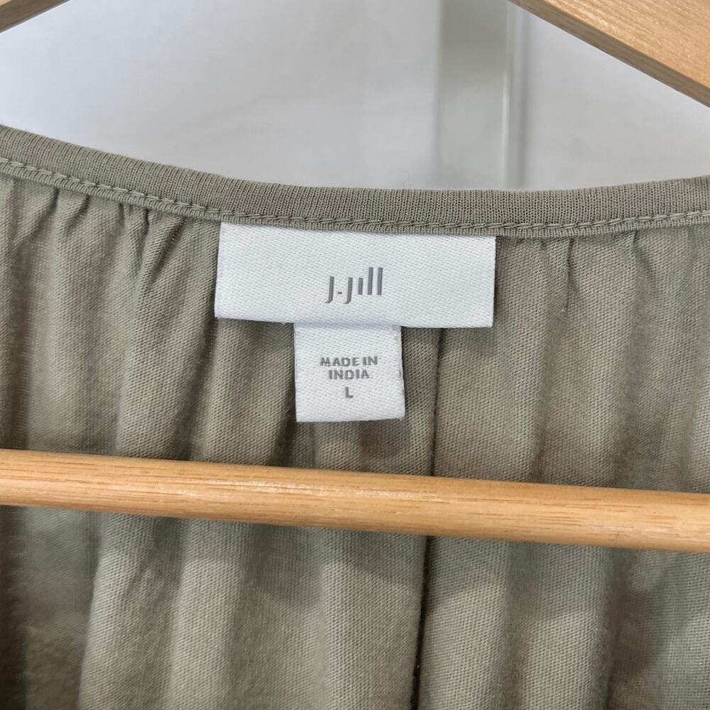 J. JILL Embroidered Flutter Raglan Sleeve Tunic Keyhole Top Green Size L - Picture 3 of 9